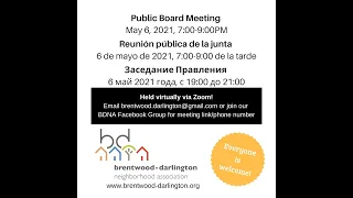 BDNA Virtual Public Board Meeting and Annual Elections, May 6th, 2021