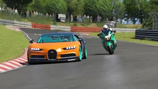 Suzuki Hayabusa 2022 vs Bugatti Chiron vs Bugatti Centodieci at Nordschleife