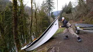 INSANE 150 Foot CLIFF Boat Launch! DO NOT ATTEMPT! INTENSE Winter Steelhead Fly Fishing Adventure!