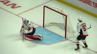 Ilya Samsonov warms up during the Capitals @ Senators hockey game