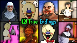 Ice Scream 1-8 VS Evil Nun 1-2 & The Broken Mask VS Mr Meat 1-2 - Keplerians True Endings & Secrets