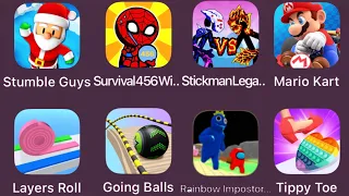 Stumble Guys,Going Balls,Layers Roll,ASMR Tippy Toe,Rainbow Impostor,Survival 456 With It’s Imposter