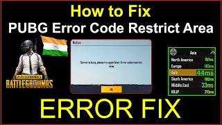 PUBG ERROR CODE RESTRICT AREA | How to Fix PUBG Mobile Error Code Restrict Area