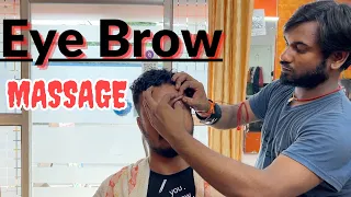 Eyebrow pinching Head Massage with taping for pressure reduction - Indian barber