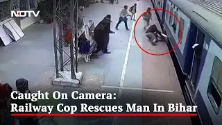 Watch: Railway Cop Rescues Man From Being Run Over By Train In Bihar