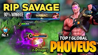 RIP SAVAGE! Phoveus Full Mage Build [ Top 1 Global Phoveus ] By z-Dяagoη - Mobile Legend