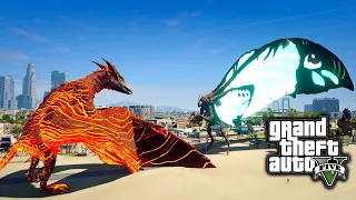 Rodan Vs Mothra Gameplay ( GTA V Mods )