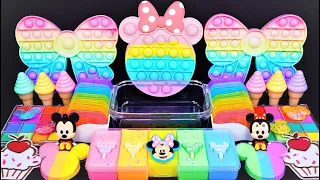 "Rainbow Mickey" Slime. Mixing Makeup into clear slime!  🌈ASMR🌈 #satisfying  #슬라임  (217)