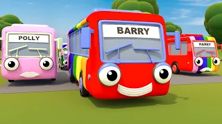 5 Rainbow Buses Song + more Classic Nursery Rhymes for Kids Songs | Gecko's Garage Truck Cartoon