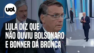 Lula pede para Bolsonaro repetir pergunta em debate da Globo: 'Não ouvi, fale sem vergonha'