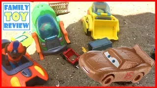 Cars 3 Toys SAVED BY Paw Patrol Sea Patrol Toys Miss Fritter Lightning McQueen Playing at the Beach