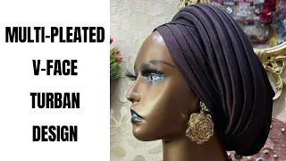 How to make Multi-Pleated V-face Turban Design #turban#turbantutorial#headband