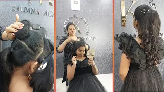 ఈరోజు Class లో చేసిన Western Hairstyle / Hairstyle Vlog /Frocks కి బాగా set అవుతుంది /కల్పన అకాడమీ