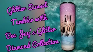 Glitter Sunset Epoxy Tumbler with Epoxy Dye | Bee Jay's Glitter Diamond Collection | Tumblerpoxy