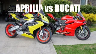 Aprilia RS660 and Ducati Panigale 1199s Walkaround