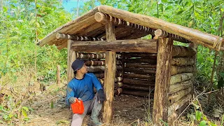 2 HARI MEMBANGUN RUMAH CABIN DI SEMAK ILALANG TERBUAT DARI KAYU MATI NYAMAN DAN HANGAT||SOLO CAMPING