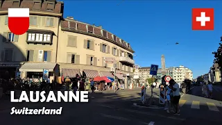 Lausanne, Switzerland. Walk in the city. 4K