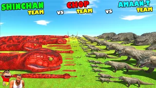 Only REPTILES! SHINCHAN TEAM vs CHOP TEAM vs AMAAN TEAM in Animal Revolt Battle Simulator | Dinosaur