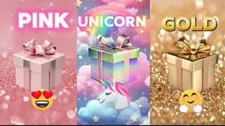 Choose Your Gift 🎁|| pink, Unicorn, Gold 💗🦄💛|3 gift box challenge| How lucky are you. ?? #3giftbox