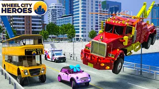 Wrecker Truck Repair the Broken Bridge | Wheel City Heroes Cartoon