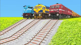 3 FAST SPEED TRAINS ON SLIPPED RAILROAD TRACKS🔺Train Simulator | Railworks | TrainsFun
