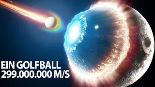 Wenn ein Golfball mit einer Geschwindigkeit von 299.000.000 m/s auf den Mond trifft