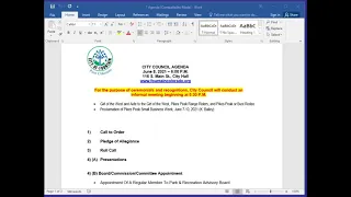 City Council Meeting   June 9, 2021
