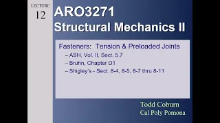 Stress Analysis II: L-12 Fasteners - Tension of Preloaded Joints