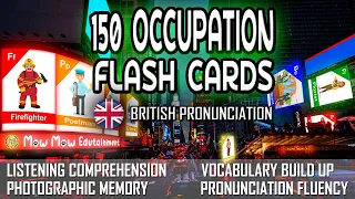 BRITISH ENGLISH NAMES OF 150 ABC JOB / OCCUPATION / CAREER PICTURE FLASH CARDS | #mowmowedutainment