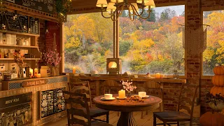 Autumn Forest Coffee Cabin Ambience ☕ Smooth Piano Jazz Music for Relaxing, Studying, Sleeping