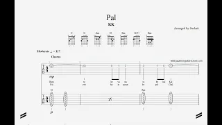 Pal - kk. Guitar tutorial tabs. Transposed to easy G scale