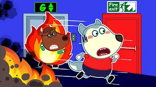 Wolf Family🌞 Wolfoo Learns Safety Tips for Kids About the Exit Door When a Fire | Wolfoo Reup