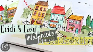 Paint a Whimsical French Street Scene - Learn Easy Watercolor Brush Sketching with me!