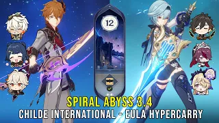 C0 Childe International and C0 Eula Hypercarry - Genshin Impact Abyss 3.4 - Floor 12 9 Stars