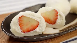 Strawberry Cream Daifuku Mochi | How to make Japanese Mochi