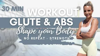 30 Min Glute & Abs Workout 💪(with & without weights) Intense - Strengthen & Shape your Body