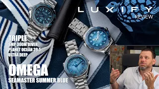 Nichts für mich! Omega Seamaster Diver, Planet Ocean & Ultra Deep in Summer Blue im Luxify Review