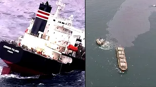 40,000-Ton Ship Breaks in Half