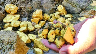 Gold Rush! Digging for Treasure worth Million of Gold Nuggets at the River, Mining Exciting