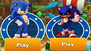 Sonic Dash vs Sonic Exe - Movie Sonic vs All Bosses Zazz Eggman All Characters Unlocked