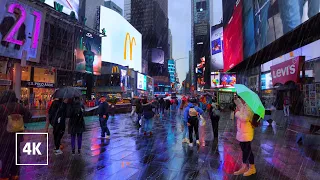 NEW YORK Times Square RAIN Walk 🗽Rainy Manhattan walking tour, NYC