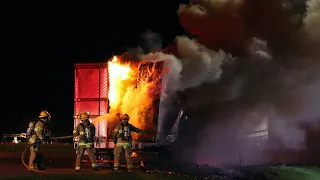 Brandon Firefighters Fight Semi Trailer Fire