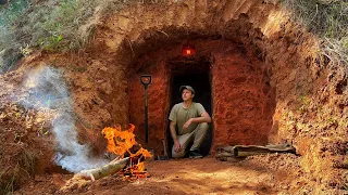 Building a Cave, Primal Shelter | Warm and Cozy Secret House | Construction Underground Bushcraft