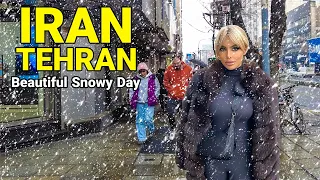 IRAN 2023 - A Beautiful Snowy Day In Center of TEHRAN Walking Vlog ایران