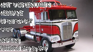 Scale Plastic Model AMT 1/25 KENWORTH AERODYNE BJ and the Bear color unboxing fullbuild