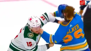 Mason Shaw Nathan Walker Fight (FULL CLIP) St. Louis Blues vs Minnesota Wild | NHL Highlights