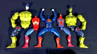 avengers superhero toys.. superman vs iron spiderman vs hulk smash.. merakit mainan..