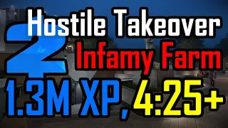 (1.3M XP in 4:25+)Payday 2 Hostile Takeover Infamy farm method