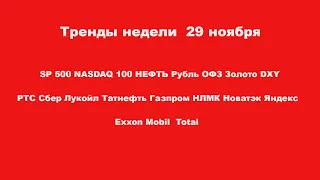 Тренды недели текущая ситуация 29 ноября 2020 г. SP500, NASDAQ 100, РТС, RUB/USD, акции