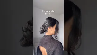 Braided bun hairstyle #hair #hairstyle #lowbunstyle #easyhairstyle